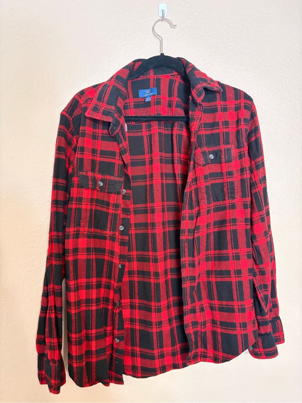 George Red and Black Plaid Button-Front Shirt Jacket